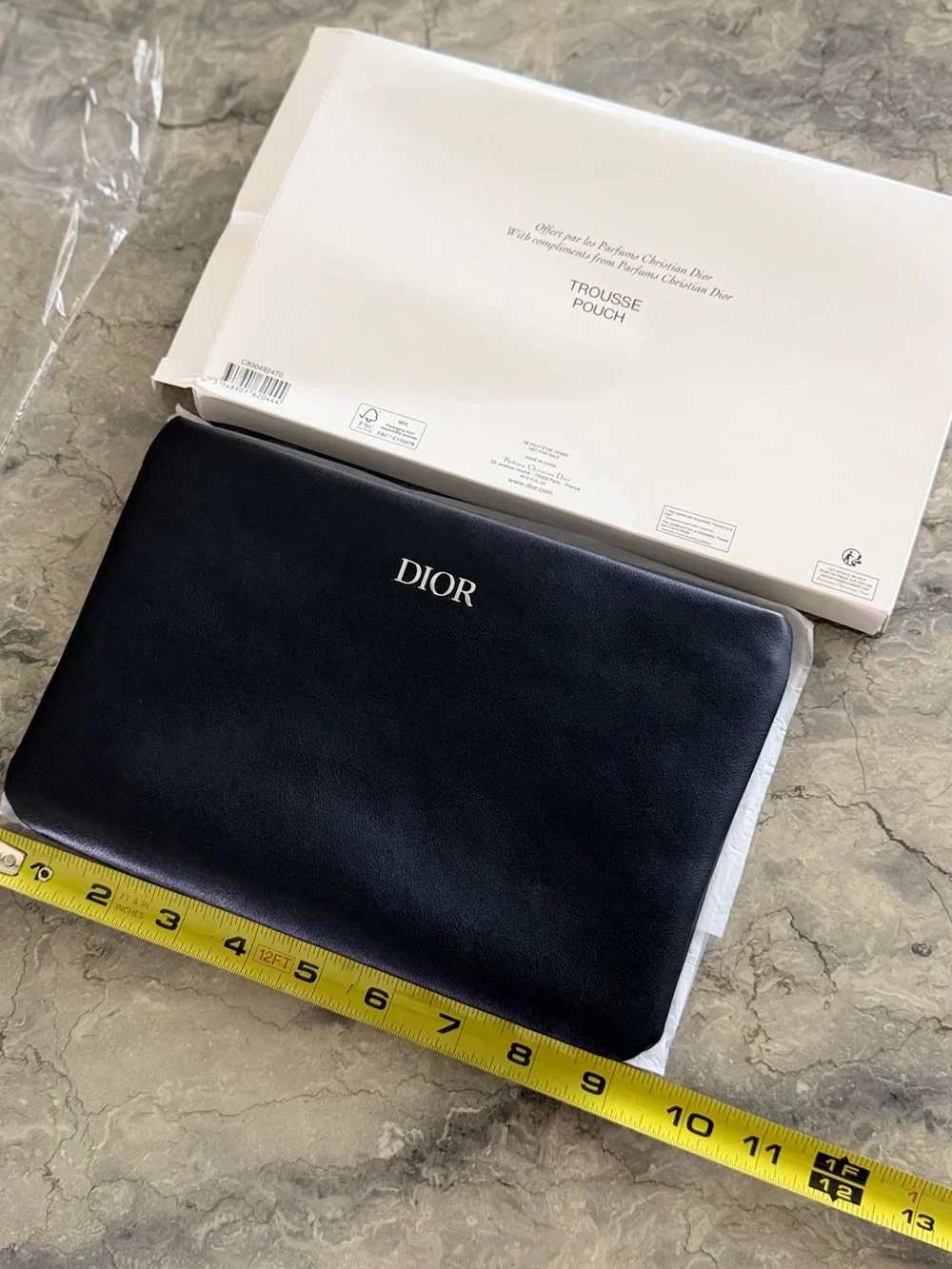 DIOR Parfums vegan leather black cosmetic pouch